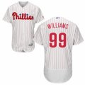 Men's Majestic Philadelphia Phillies #99 Mitch Williams White Red Strip Flexbase Authentic Collection MLB Jersey