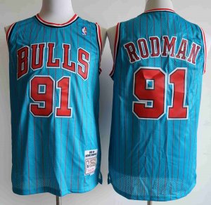 Bulls #91 Dennis Rodman Blue 1995-96 Hardwood Classics Swingman Jersey