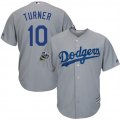 Dodgers #10 Justin Turner Gray 2018 World Series Cool Base Player Jersey