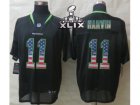 2015 Super Bowl XLIX Nike Seattle Seahawks #11 Harvin Black Jerseys(Elite USA Flag Fashion)