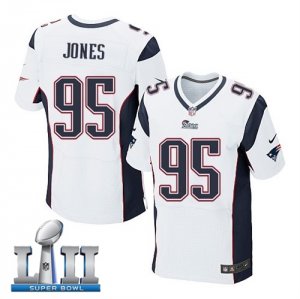 Mens Nike New England Patriots #95 Chandler Jones White 2018 Super Bowl LII Elite Jersey