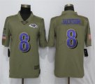 Nike Ravens #8 Lamar Jackson Olive Salute To Service Limited Jersey