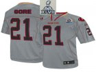 2013 Super Bowl XLVII NEW San Francisco 49ers #21 Frank Gore Lights Out Grey With Hall of Fame 50th Patch(Elite)