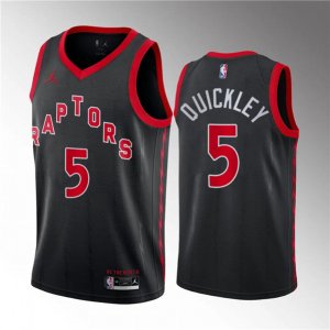 Men\'s Toronto Raptors #5 Immanuel Quickley Black Statement Edition Stitched Basketball Jersey