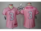 2015 Super Bowl XLIX Nike Women Seattle Seahawks #3 Wilson Pink Jerseys