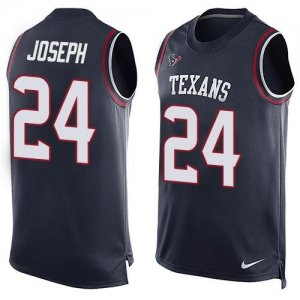 Nike Houston Texans #24 Johnathan Joseph Navy Blue Team Color Men Stitched NFL Limited Tank Top Jersey