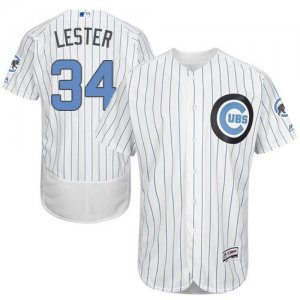 Chicago Cubs #34 Jon Lester White(Blue Strip) Flexbase Authentic Collection 2016 Fathers Day Stitched Baseball Jersey