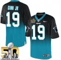 Nike Carolina Panthers #19 Ted Ginn Jr BlackBlue Super Bowl 50 Men Stitched NFL Elite Fadeaway Fashion Jersey