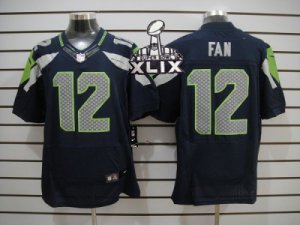 2015 Super Bowl XLIX Nike seattle seahawks #12 fan blue Elite Jerseys