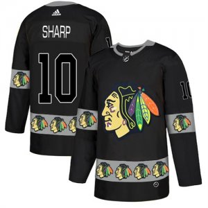 Blackhawks #10 Patrick Sharp Black Team Logos Fashion Adidas Jersey