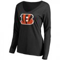 Womens Cincinnati Bengals Pro Line Primary Team Logo Slim Fit Long Sleeve T-Shirt Black