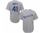 Mens Majestic Kansas City Royals #41 Danny Duffy Replica Grey Road Cool Base MLB Jersey