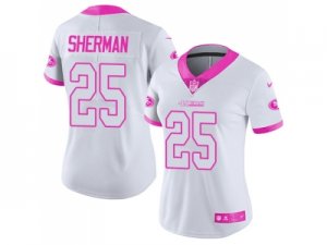Women San Francisco 49ers #25 Richard Sherman White Pink Stitched NFL Limited Rush Fashion Jersey