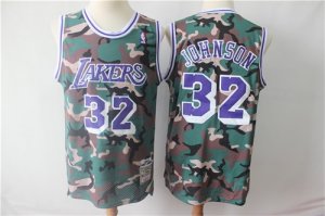Lakers #32 Magic Johnson Camo 1991-92 Hardwood Classics Jersey