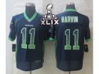 2015 Super Bowl XLIX Nike Seattle Seahawks #11 Harvin Blue Jerseys(Drift Fashion Elite)