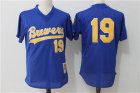 Brewers #19 Robin Yount Royal Mesh Cooperstown Collection Jersey