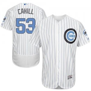 Chicago Cubs #53 Trevor Cahill White(Blue Strip) Flexbase Authentic Collection 2016 Fathers Day Stitched Baseball Jersey