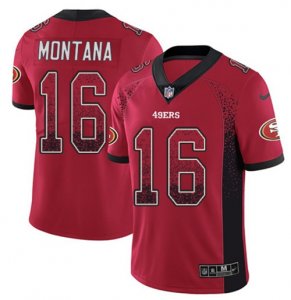 Nike 49ers #16 Joe Montana Red Drift Fashion Limited Jersey