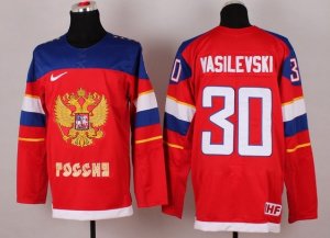 nhl team Russian #30 VASILEVSKI 2014 olympic red