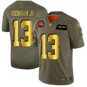 Nike Browns #13 Odell Beckham Jr. 2019 Olive Gold Salute To Service Limited Jersey