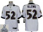 2013 Super Bowl XLVII NEW Baltimore Ravens 52 Ray Lewis White Jerseys (Elite)