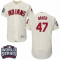 Mens Majestic Cleveland Indians #47 Trevor Bauer Cream 2016 World Series Bound Flexbase Authentic Collection MLB Jersey