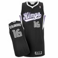 Mens Adidas Sacramento Kings #16 Peja Stojakovic Authentic Black Alternate NBA Jersey