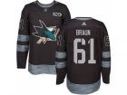 Men Adidas San Jose Sharks #61 Justin Braun Black 1917-2017 100th Anniversary Stitched NHL Jersey