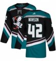 Mens Adidas Anaheim Ducks #42 Josh Manson Authentic Black Teal Third NHL Jersey