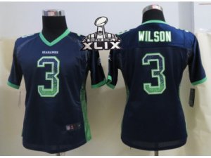 2015 Super Bowl XLIX Nike Women Seattle Seahawks #3 Wilson Blue Jerseys(Drift Fashion)