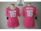 2013 Super Bowl XLVII Women NEW NFL San Francisco 49ers 16 Montana Elite breast Cancer Awareness Pink Jerseys