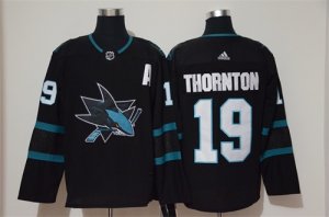 Sharks #19 Joe Thornton Black Adidas Jersey