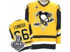 Mens CCM Pittsburgh Penguins #66 Mario Lemieux Authentic Yellow Throwback 2017 Stanley Cup Final NHL Jersey