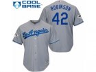 Los Angeles Dodgers #42 Jackie Robinson Replica Grey Road 2017 World Series Bound Cool Base MLB Jersey