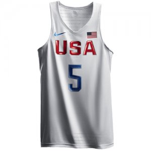 Men\'s Nike Team USA #5 Kevin Durant Authentic White 2016 Olympic Basketball Jersey