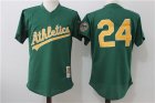 Athletics #24 Rickey Henderson Green 1998 Cooperstown Collection Batting Practice Jersey