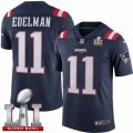 Youth Nike New England Patriots #11 Julian Edelman Limited Navy Blue Rush Super Bowl LI 51 NFL Jersey