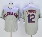 Cleveland Indians #12 Francisco Lindor Grey New Cool Base Stitched MLB Jersey