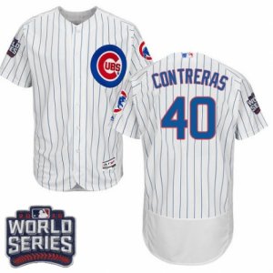 Men\'s Majestic Chicago Cubs #40 Willson Contreras White Home 2016 World Series Bound Flexbase Authentic Collection MLB Jersey