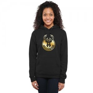 Womens Milwaukee Bucks Gold Collection Pullover Hoodie Black