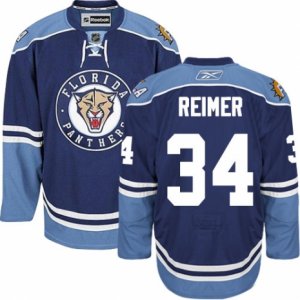 Mens Reebok Florida Panthers #34 James Reimer Premier Navy Blue Third NHL Jersey