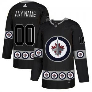 Winnipeg Jets Black Men\'s Customized Team Logos Fashion Adidas Jersey