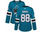 Women Adidas San Jose Sharks #88 Brent Burns Teal Home Authentic Stitched NHL Jersey