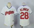 Indians #28 Corey Kluber White Youth New Cool Base Jersey