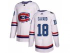 Men Adidas Montreal Canadiens #18 Serge Savard White Authentic 2017 100 Classic Stitched NHL Jersey
