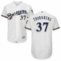 Men's Majestic Milwaukee Brewers #37 Tyler Thornburg White Royal Flexbase Authentic Collection MLB Jersey