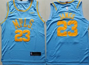 Lakers #23 Lebron James Blue Nike Authentic Jersey