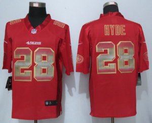 2015 New Nike San Francisco 49ers #28 Hyde Red Strobe Jerseys(Limited)