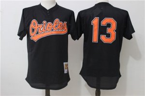 Orioles #13 Manny Machado Black Cooperstown Collection Mesh Batting Practice Jersey