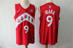 Raptors #9 Serge Ibaka Red Earned Edition Nike Swingman Jersey